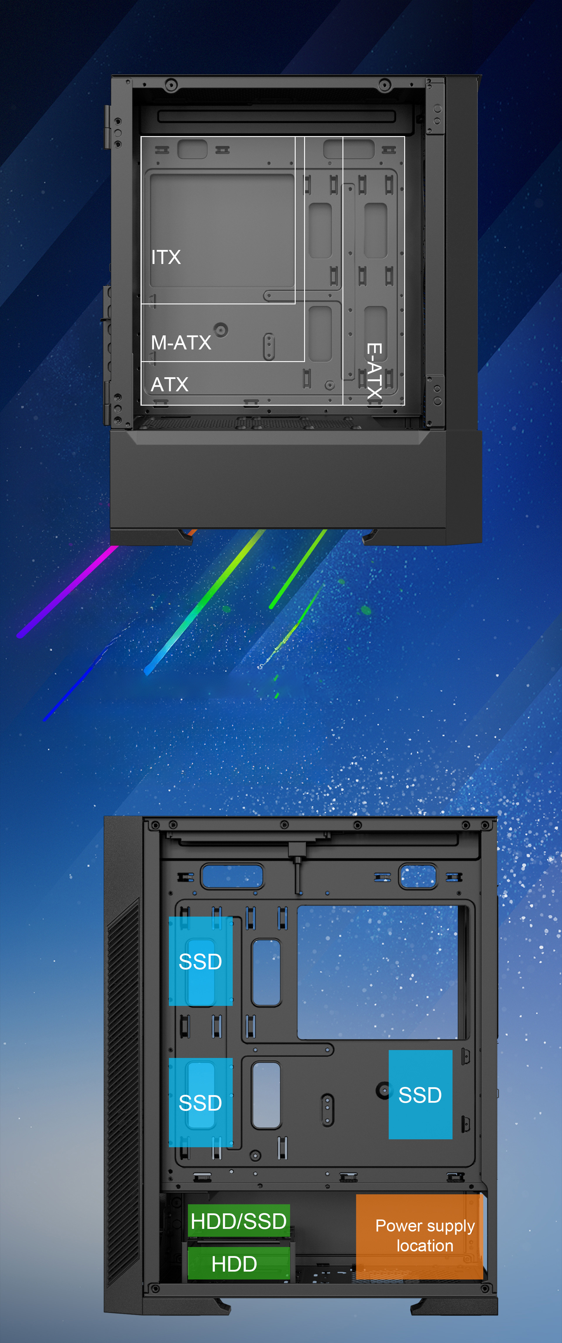 DIYPC Rainbow-Flash-F1 ATX Mid Tower Computer Case